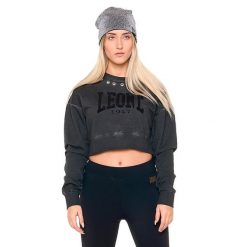 Bluza na co dzień na siłownię. Białe bluzy damskie LEONE 1947 APPAREL, bez wzorów, z bawełny, sportowe, bez ramiączek, bez kaptura. W wyprzedaży za 164.19 zł.