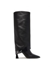 KARL LAGERFELD Kozaki KL32081 Czarny. Czarne kozaki damskie KARL LAGERFELD, bez wzorów, ze skóry, bez obcasa, na słupku, bez zapięcia. Za 1,239.00 zł.