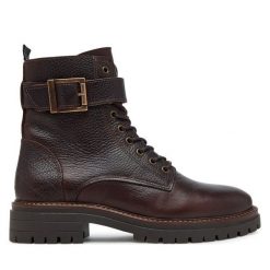 Trzewiki Barbour. Brązowe botki damskie Barbour, bez wzorów, bez obcasa, na płaskiej podeszwie, bez zapięcia. Za 849.99 zł.