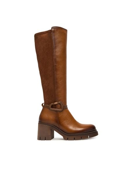 Hispanitas Kozaki HI254332 Brązowy. Brązowe kozaki damskie Hispanitas, bez wzorów, ze skóry, bez obcasa, na słupku, bez zapięcia. Za 989.99 zł.