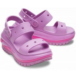 Klapki Crocs Mega Crush Sandal 207989-6WQ fioletowe. Fioletowe klapki damskie bez wzorów, casualowe, bez obcasa, na platformie, bez zapięcia. Za 449.26 zł.