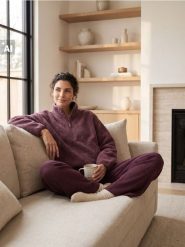 Bluza polarowa half-zip - fioletowy. Fioletowe bluzy damskie Sinsay, l, bez wzorów, z polaru, bez ramiączek, bez kaptura. Za 59.99 zł.