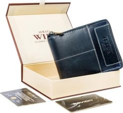 Always Wild Skórzany Portfel Męski Na Suwak Z Kontrastowymi Przeszyciami !. Portfele męskie Always Wild, bez wzorów. Za 178.95 zł.