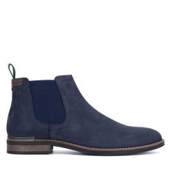 Sztyblety GINO ROSSI. Niebieskie botki męskie Gino Rossi, bez wzorów, bez obcasa, bez zapięcia. Za 329.99 zł.