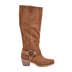 Zamszowe Kozaki Na Niskim Obcasie Z Cholewką Przed Kolano Zazoo 3444/O Camel brązowe. Brązowe kozaki damskie na zimę, z aplikacjami, z zamszu, przed kolano, bez obcasa, bez zapięcia. Za 711.36 zł.