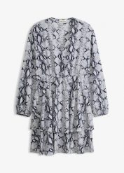 Sukienka z nadrukiem. Czarne sukienki damskie bonprix, bez wzorów, bez kołnierzyka, bez ramiączek. Za 149.99 zł.