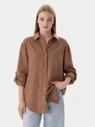 Calvin Klein Jeans Koszula LV044E195G Brązowy Regular Fit. Brązowe koszule damskie Calvin Klein Jeans, s, bez wzorów, z bawełny, bez kołnierzyka, bez ramiączek. Za 449.99 zł.