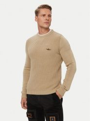 Aeronautica Militare Sweter 262MA1571UL00409 Beżowy Regular Fit. Brązowe swetry męskie Aeronautica Militare, m, bez wzorów, z bawełny, bez kołnierzyka, bez ramiączek. Za 569.99 zł.