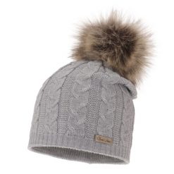 Czapka Damska z Wełny Merino Bafi - Szara. Szare czapki damskie Molly, bez wzorów, z materiału. Za 59.00 zł.