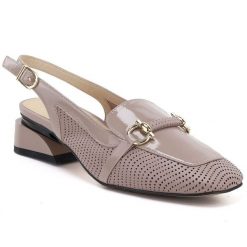 Skórzane sandały damskie lakierowane beżowe Artiker 56C1996. Brązowe sandały damskie Artiker, bez wzorów, z lakierowanej skóry, bez obcasa, bez zapięcia. Za 279.99 zł.