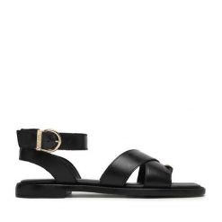 Sandały Beverly Hills Polo Club. Czarne sandały damskie Beverly Hills Polo Club, bez wzorów, bez obcasa, na płaskiej podeszwie, bez zapięcia. Za 269.99 zł.