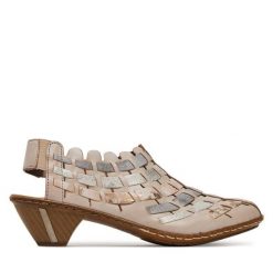 Półbuty Rieker. Brązowe półbuty damskie Rieker, bez wzorów, bez obcasa, na obcasie, bez zapięcia. Za 349.99 zł.