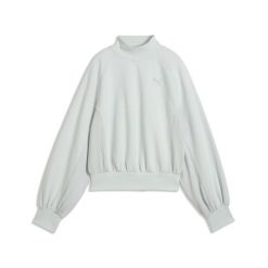 Damska bluza HER z półgolfem i o luźnym kroju PUMA. Zielone bluzy damskie Puma, s, bez wzorów, z bawełny, sportowe, bez ramiączek, bez kaptura. Za 219.00 zł.