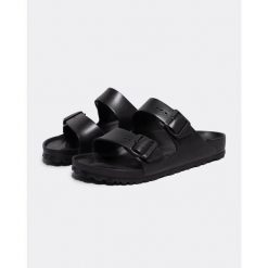 Klapki męskie Birkenstock Arizona Eva. Czarne klapki męskie Birkenstock, bez wzorów, z materiału, bez zapięcia. Za 353.00 zł.