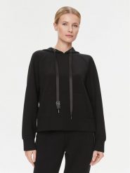 Guess Bluza W4RQ04 KBYE2 Czarny Regular Fit. Czarne bluzy damskie Guess, s, z aplikacjami, z syntetyku, bez ramiączek, bez kaptura. Za 379.99 zł.