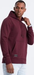 Ombre Bawełniana męska dresowa bluza kangurka z kapturem BASIC bordowa V3 OM-SSBN-0161 XXL. Czerwone bluzy męskie Ombre, m, bez wzorów, z bawełny, z kapturem. Za 169.99 zł.