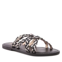 Klapki Les Tropeziennes. Czarne klapki damskie Les Tropeziennes, bez wzorów, bez obcasa, bez zapięcia. Za 259.99 zł.