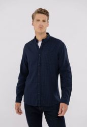 Koszula w kratkę, Slim Fit, K-DIOGO. Niebieskie koszule męskie Volcano, l, bez wzorów, z bawełny, eleganckie, bez kołnierzyka, bez ramiączek. Za 139.99 zł.