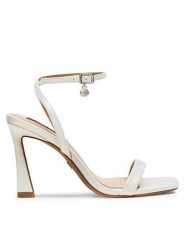 Nine West Sandały 123AL1713 Biały. Białe sandały damskie Nine West, bez wzorów, ze skóry, bez obcasa, na słupku, bez zapięcia. Za 229.99 zł.