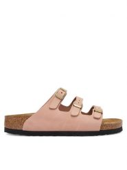 Birkenstock Klapki Florida Fresh 1031813 Różowy. Czerwone klapki damskie Birkenstock, bez wzorów, z nubiku, bez obcasa, bez zapięcia. Za 529.99 zł.