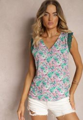 Zielony Top z Wiskozy Bez Rękawów Irislora. Zielone topy damskie Renee, s, bez wzorów, z jeansu, biznesowe, bez kołnierzyka, bez ramiączek. Za 19.99 zł.