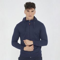 Lekka kurtka sportowa z kapturem MAYA oversize niebieska. Niebieskie kurtki sportowe męskie Legea, xl, bez wzorów, z bawełny, z kapturem, do biegania. Za 108.00 zł.