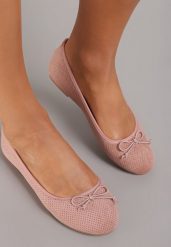 Różowe Balerinki Sthugnaela. Czerwone balerinki damskie Renee, bez wzorów, eleganckie, bez obcasa, na płaskiej podeszwie, bez zapięcia. Za 39.99 zł.