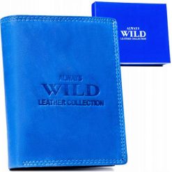 Portfel skórzany Always Wild AW-N4-MAL niebieski. Niebieskie portfele męskie Always Wild, bez wzorów, ze skóry. Za 45.00 zł.
