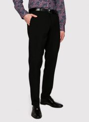 PAKO LORENTE – Męskie gładkie czarne spodnie P23SF-WX-003-C-S. Czarne eleganckie spodnie męskie Pako Lorente, bez wzorów, z elastanu. Za 179.99 zł.