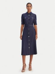 Fracomina Sukienka koszulowa FR26SD4003D470F9 Granatowy Regular Fit. Niebieskie sukienki damskie Fracomina, xs, bez wzorów, z syntetyku, bez kołnierzyka, bez ramiączek, koszulowe. Za 839.99 zł.