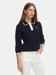 Lacoste Sweter AF8544 Granatowy Regular Fit. Niebieskie swetry nierozpinane damskie Lacoste, bez wzorów, z wiskozy, bez kołnierzyka, bez ramiączek. Za 724.99 zł.