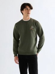 MESKA BLUZA WRANGLER EMBROIDERY CREW DEEP DEPTHS 112378020. Bluzy męskie Wrangler, s, bez wzorów, bez ramiączek, bez kaptura. Za 119.99 zł.