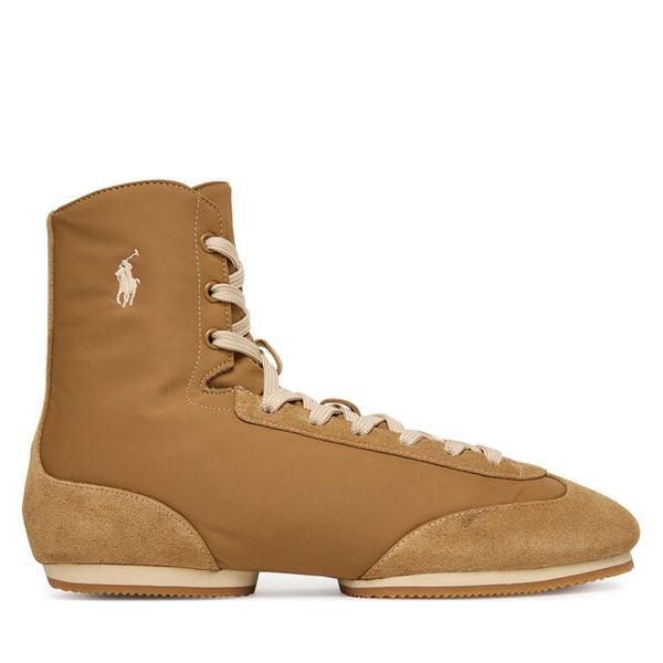 Botki Polo Ralph Lauren. Brązowe botki damskie Polo Ralph Lauren, bez wzorów, bez obcasa, na płaskiej podeszwie, bez zapięcia. Za 1,079.00 zł.