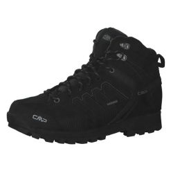 Buty trekkingowe męskie CMP Moon Mid WP. Czarne buty zimowe męskie CMP, bez wzorów, z gumy, bez obcasa, bez zapięcia. Za 439.99 zł.