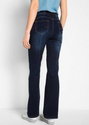 Dżinsy Bootcut mid waist, z efektem shape. Czarne jeansy damskie bonprix, bez wzorów, z jeansu. Za 139.99 zł.