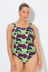 Damskie Strój kąpielowy jagody bez miękkich miseczek okrągły dekolt. Zielone stroje kąpielowe damskie Ulla Popken, plus size, bez wzorów, z elastanu. Za 159.99 zł.
