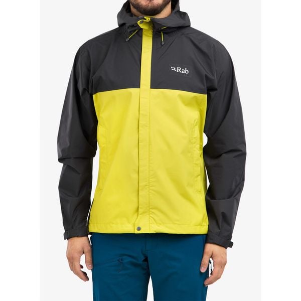 Kurtka przeciwdeszczowa męska Rab Downpour Eco Jacket. Żółte kurtki męskie RAB, m, bez wzorów, sportowe, bez kaptura. Za 542.69 zł.