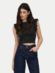 ONLY Top Mathilda 15308890 Czarny Regular Fit. Czarne topy damskie ONLY, m, bez wzorów, z bawełny, bez kołnierzyka, bez ramiączek. Za 99.99 zł.