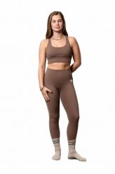 Premium zestaw sportowy – legginsy i biustonosz sportowy. Szare legginsy damskie MEWAVE, bez wzorów, z materiału. Za 216.00 zł.