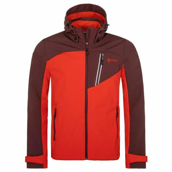 Męska kurtka softshell Kilpi RAVIO-M. Brązowe kurtki sportowe męskie Kilpi, na jesień, m, bez wzorów, z materiału, z kapturem, trekkingowe. Za 218.00 zł.