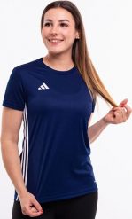 Adidas Koszulka damska adidas Tabela 23 Jersey granatowa H44531 XL. Bluzki damskie Adidas, xl, bez wzorów, z jersey, bez kołnierzyka, bez ramiączek. Za 71.01 zł.