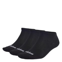 Cienkie skarpetki przed kostkę Linear – 3 pary. Czarne skarpety męskie Adidas, bez wzorów, z bawełny. Za 34.95 zł.