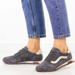 Szare skórzane półbuty damskie Vinceza 79638. Szare obuwie sportowe damskie VINCEZA, na jesień, bez wzorów, z dresówki, z okrągłym noskiem, bez zapięcia, trekkingowe. Za 229.00 zł.