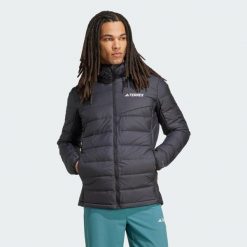 Kurtka z kapturem Terrex Multi Light Down CLIMAWARM. Czarne kurtki męskie Adidas, xl, bez wzorów, z puchu, sportowe, z kapturem. Za 649.00 zł.
