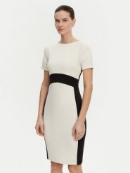 Calvin Klein Sukienka koktajlowa K20K208161 Écru Slim Fit. Sukienki damskie Calvin Klein, bez wzorów, z syntetyku, wizytowe, bez kołnierzyka, bez ramiączek. Za 439.99 zł.