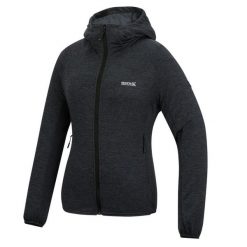 Damska bluza z kapturem i rozciągliwym zamkiem błyskawicznym Ferna Marl Midlayer. Szare bluzy damskie Regatta, bez wzorów, z materiału, bez ramiączek, z kapturem. Za 189.99 zł.