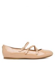 Guess Baleriny FLTKAL PAF02 Beżowy. Brązowe balerinki damskie Guess, z aplikacjami, ze skóry, bez obcasa, bez zapięcia. Za 419.99 zł.