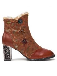 Laura Vita Botki Ledao 14 Brązowy. Brązowe botki damskie Laura Vita, bez wzorów, ze skóry, bez obcasa, na słupku, bez zapięcia. Za 479.99 zł.