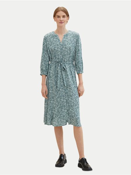 Tom Tailor Sukienka koszulowa 1041205 Zielony Regular Fit. Zielone sukienki damskie Tom Tailor, bez wzorów, z wiskozy, bez kołnierzyka, bez ramiączek, koszulowe. Za 169.99 zł.