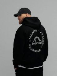 MANTO bluza z kapturem LABEL 25 OVERSIZE czarna. Czarne bluzy damskie Manto, xl, bez wzorów, z bawełny, bez ramiączek, z kapturem. Za 299.00 zł.